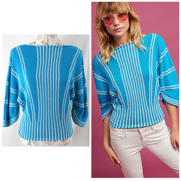 Anthropologie Tops - Moth Palma Boatneck Pullover in Ciel Blue Cotton S